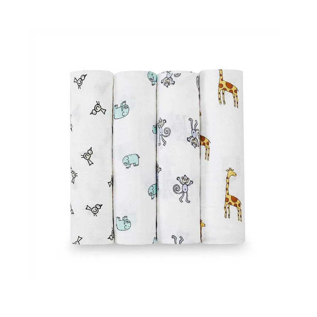 aden   anais Muslin Swaddles - Jungle Jam - 4 Pack