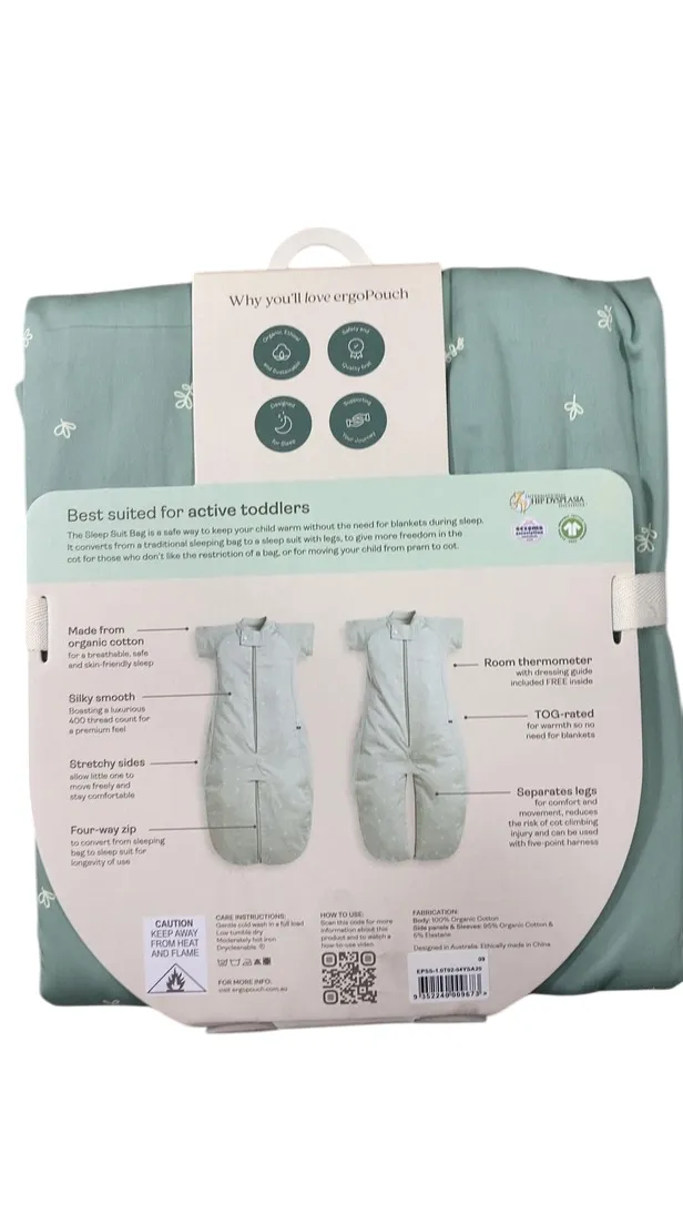 ErgoPouch Sleep Suit Bag 1.0 TOG, Sage, 2-4 Years, TOG 1.0