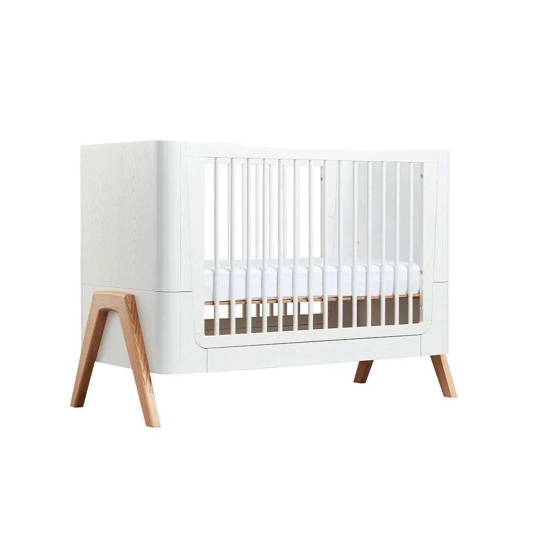 Gaia Baby Hera Cot Bed   Bedside Crib Two Piece Bundle - Scandi-White   Natural