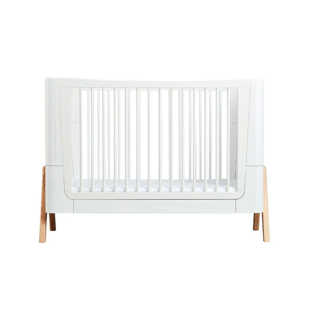 Gaia Baby Hera Cot Bed   Bedside Crib Two Piece Bundle - Scandi-White   Natural
