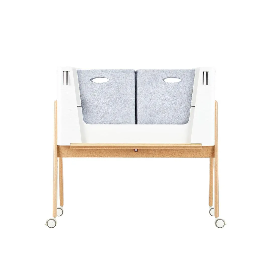 Gaia Baby Hera Cot Bed   Bedside Crib Two Piece Bundle - Scandi-White   Natural