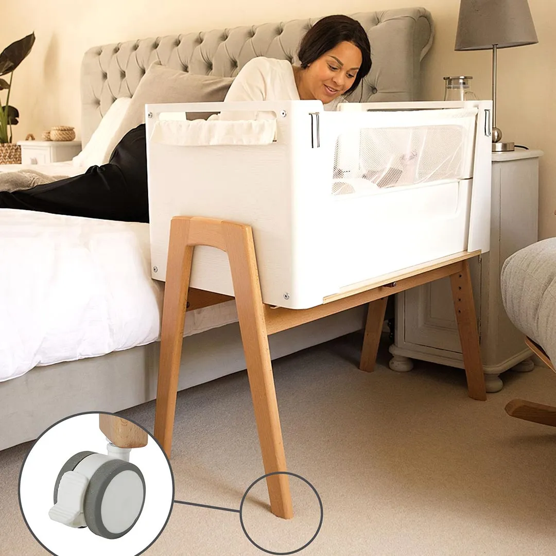 Gaia Baby Hera Cot Bed   Bedside Crib Two Piece Bundle - Scandi-White   Natural