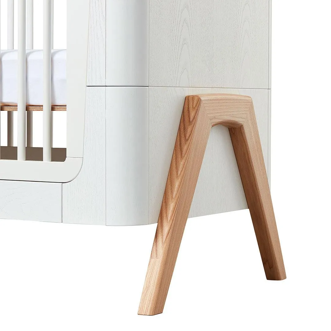 Gaia Baby Hera Cot Bed   Bedside Crib Two Piece Bundle - Scandi-White   Natural