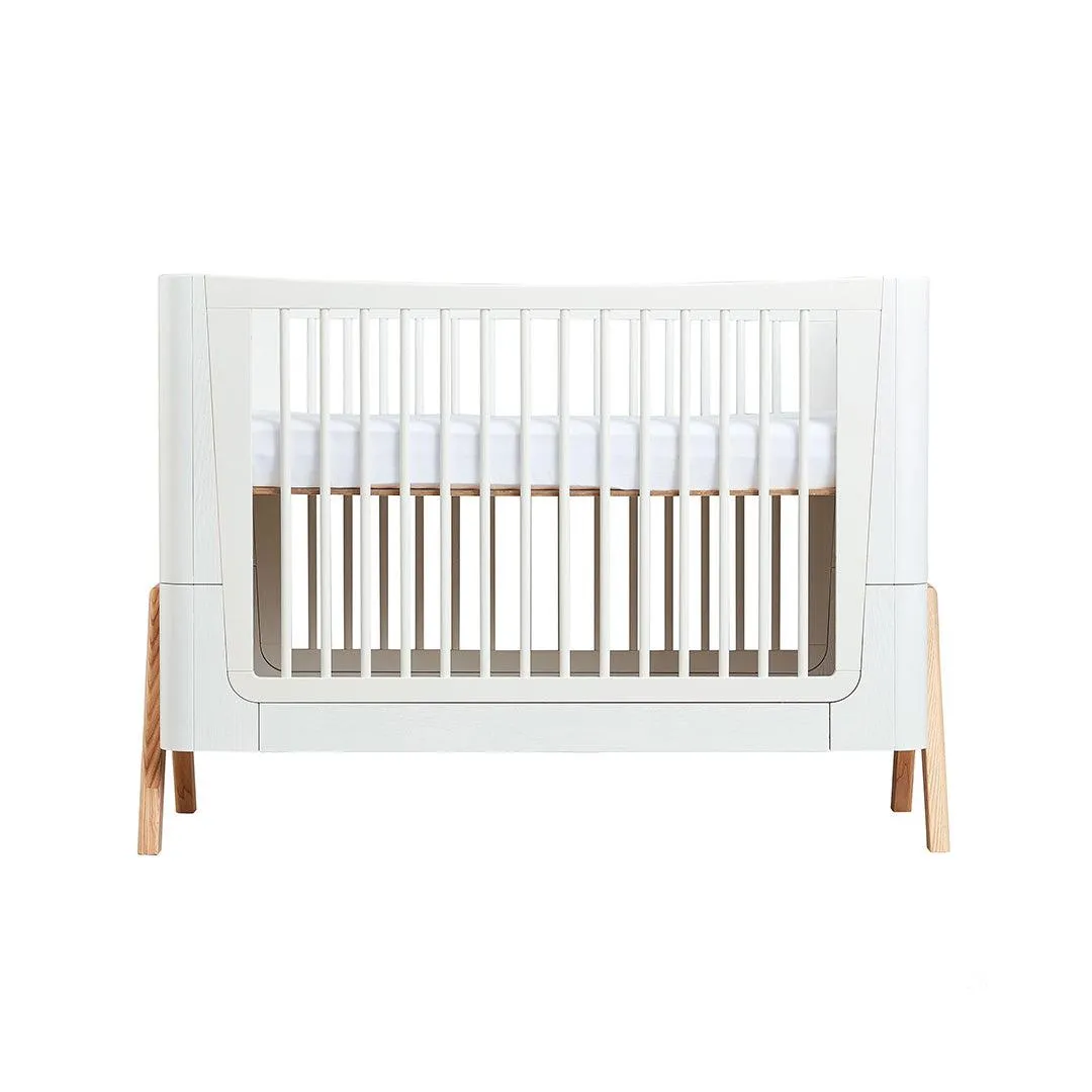 Gaia Baby Hera Cot Bed   Bedside Crib Two Piece Bundle - Scandi-White   Natural