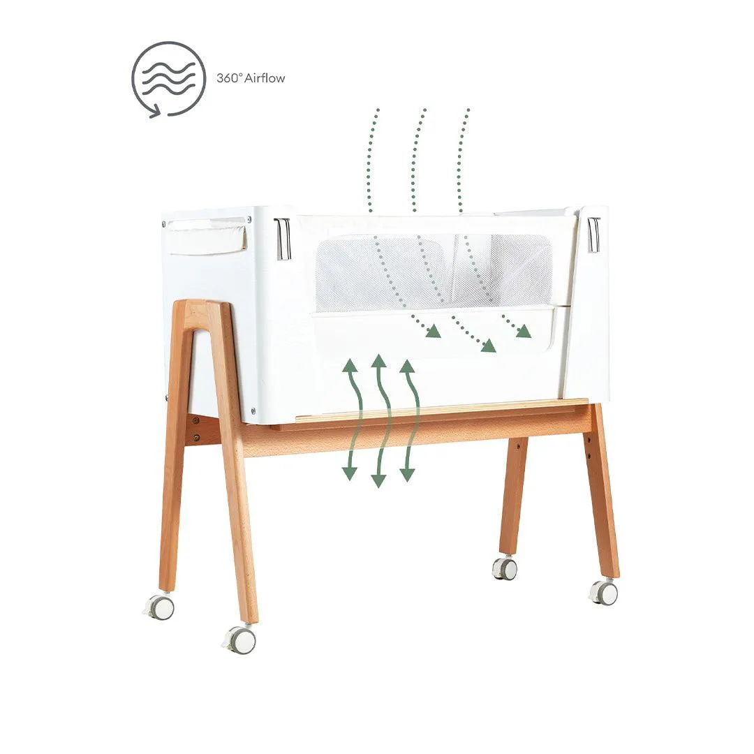 Gaia Baby Hera Cot Bed   Bedside Crib Two Piece Bundle - Scandi-White   Natural