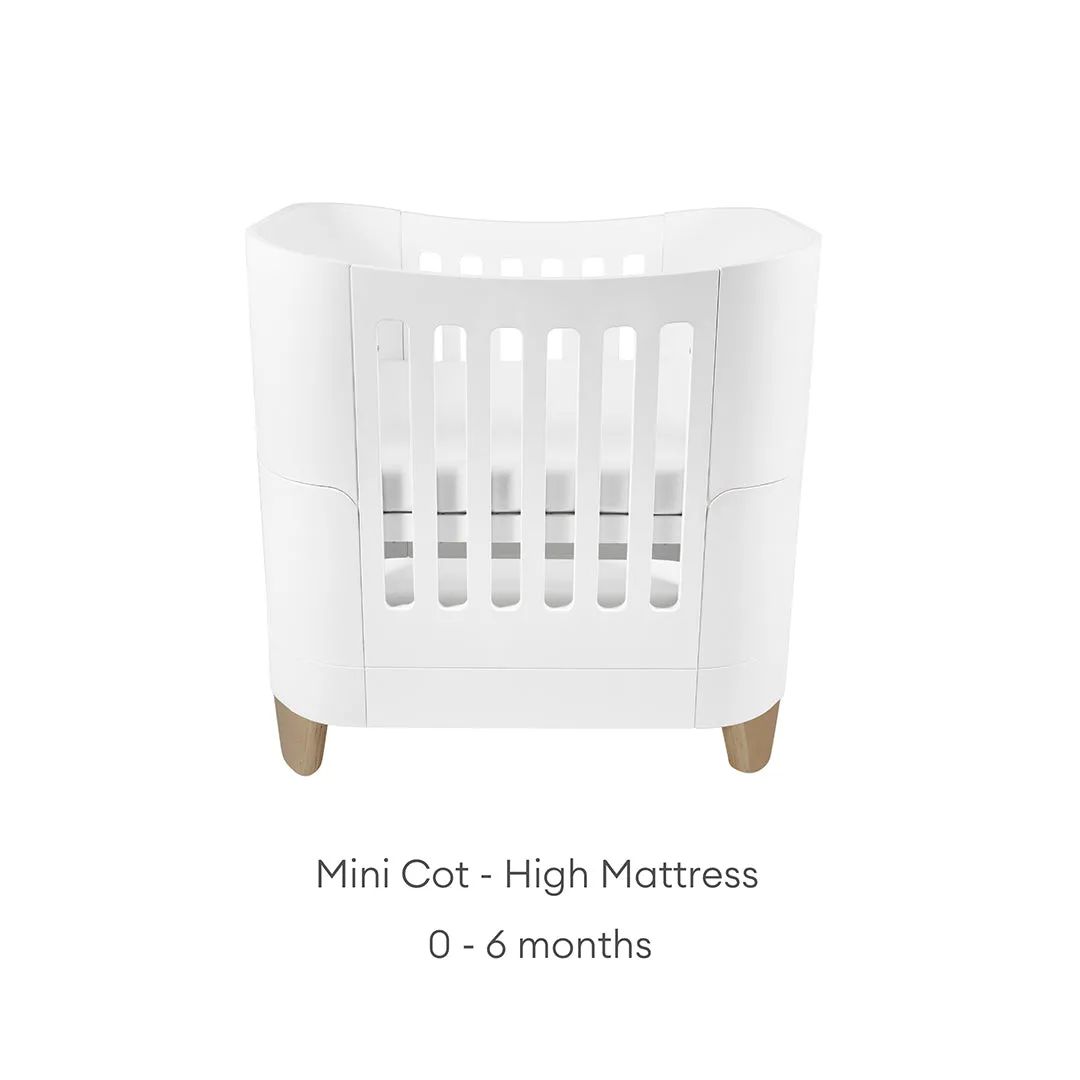 Gaia Baby Serena Mini Cot   Bedside Crib - Includes Bedside mattress - White / Natural