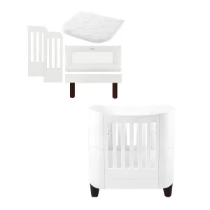 Gaia Baby Serena Mini Cot   Bedside Crib - Includes Bedside mattress - White / Walnut