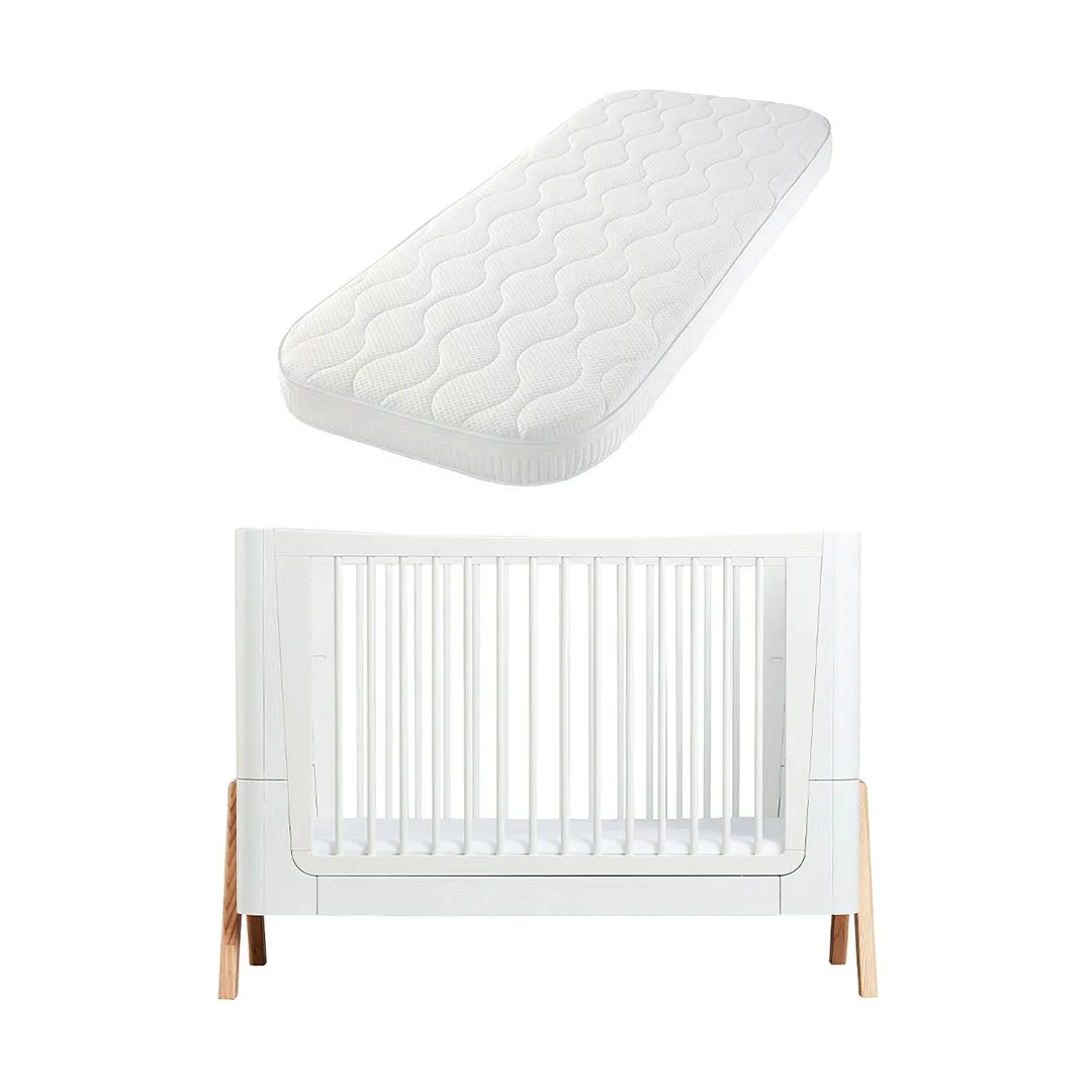 Gaia Hera Complete Sleep Cot Bed - Scandi-White   Natural