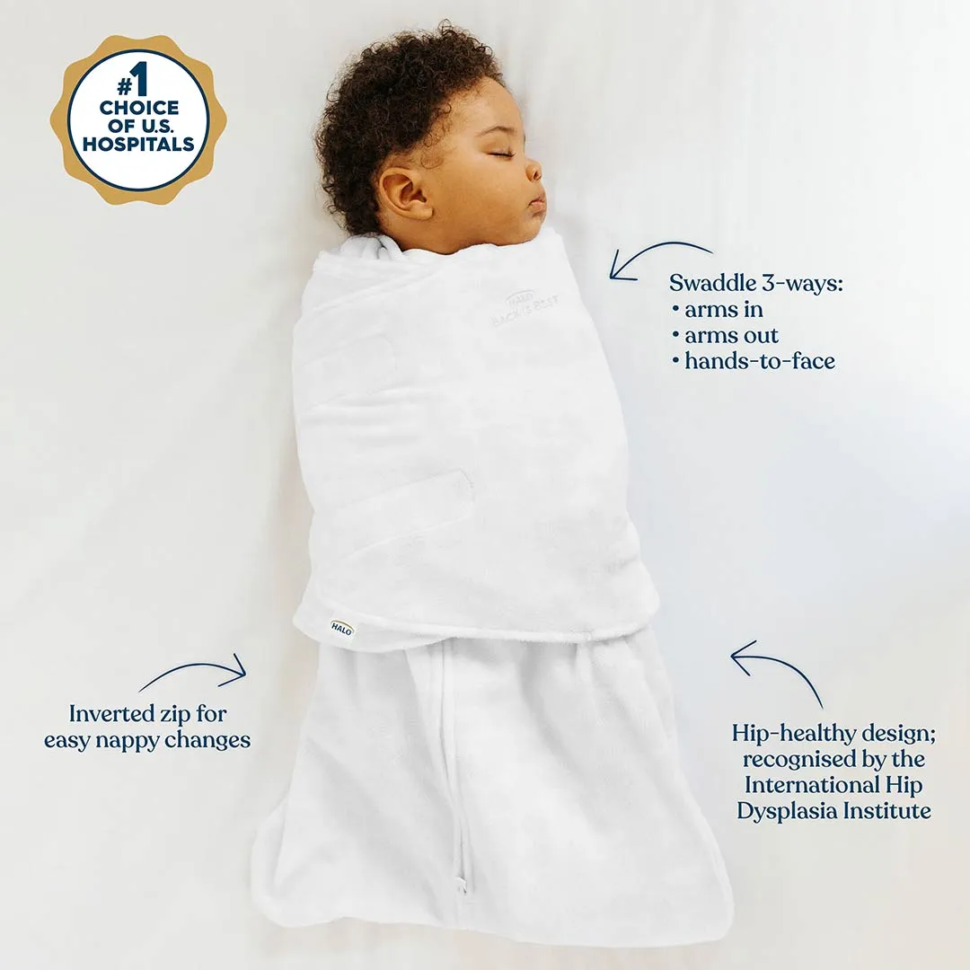 HALO SleepSack Swaddle - White - TOG 1.5