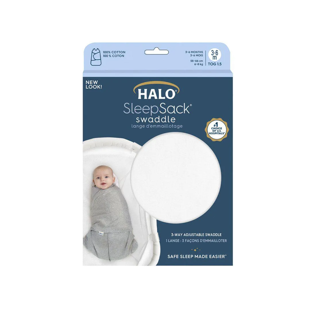 HALO SleepSack Swaddle - White - TOG 1.5