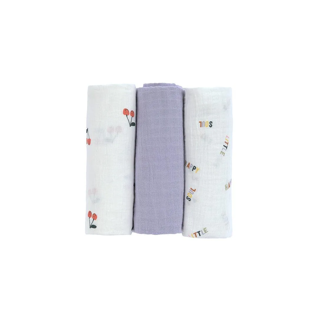 Lassig Swaddle & Burp Blanket - Happy Fruits - Cherry