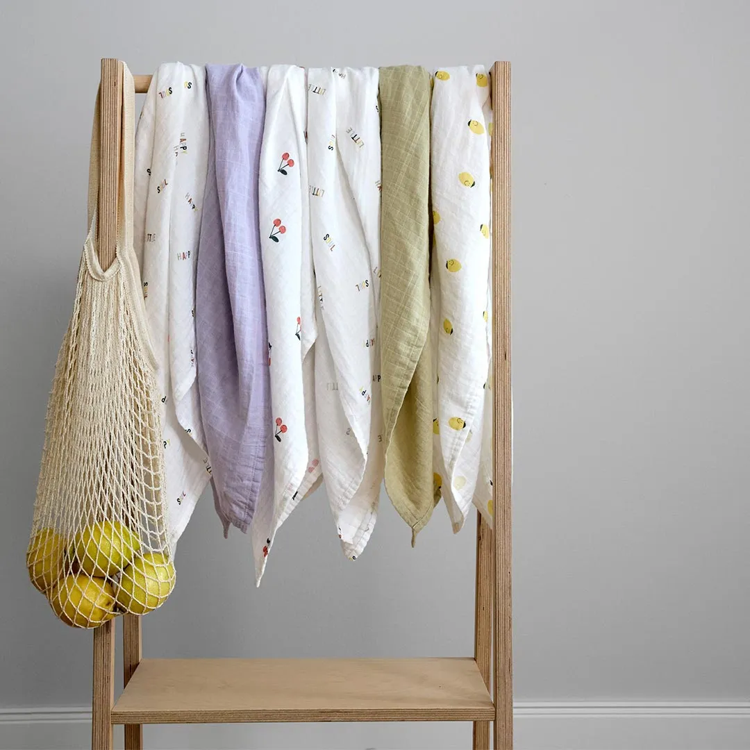 Lassig Swaddle & Burp Blanket - Happy Fruits - Cherry