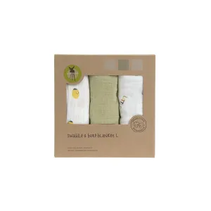 Lassig Swaddle & Burp Blanket - Happy Fruits - Lemon