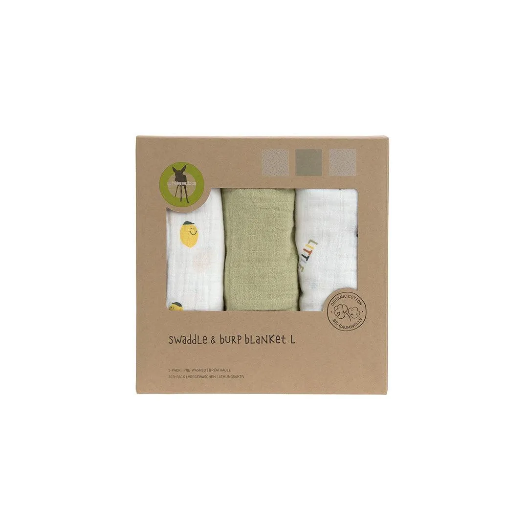 Lassig Swaddle & Burp Blanket - Happy Fruits - Lemon