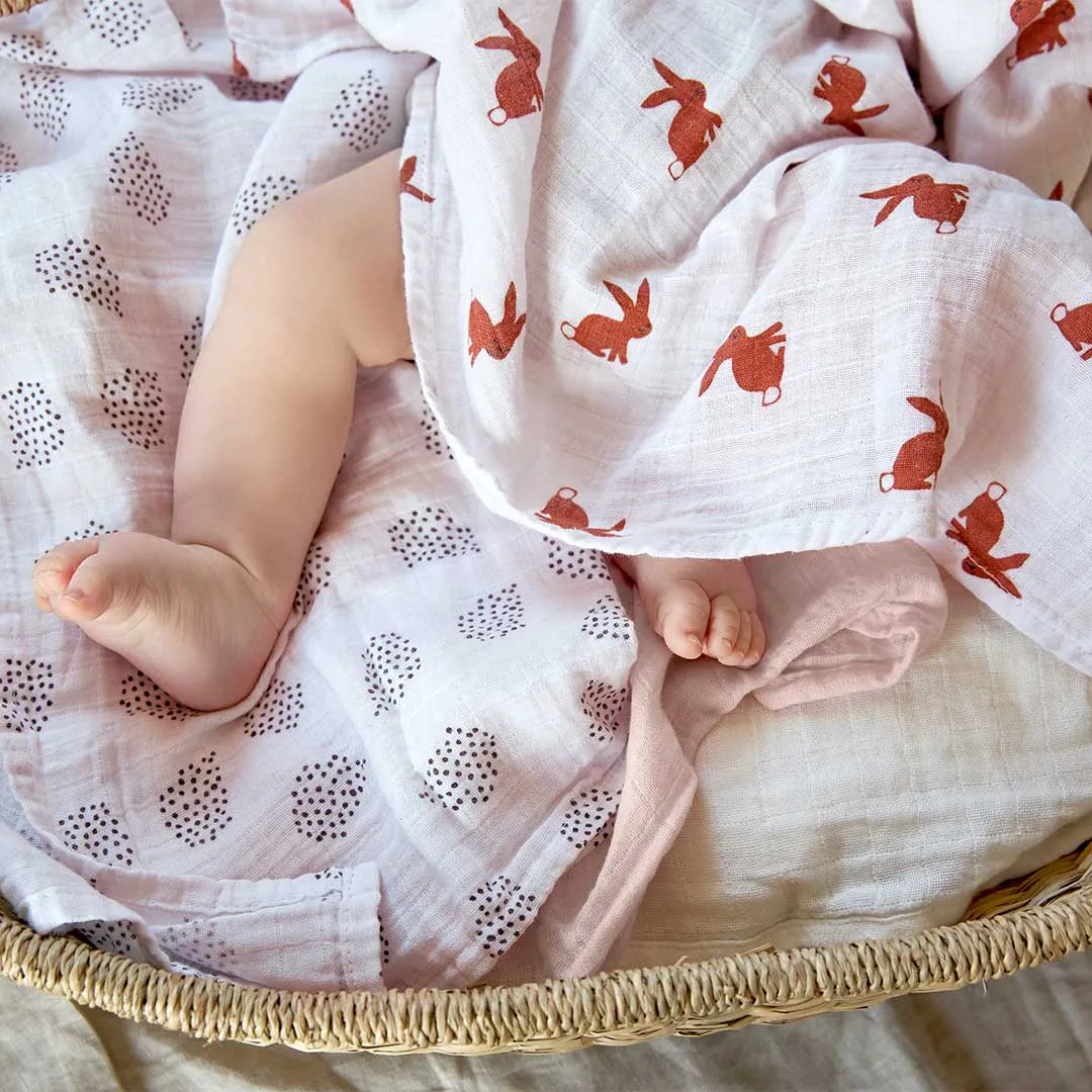 Lassig Swaddle & Burp Blanket - Little Forest - Rabbit