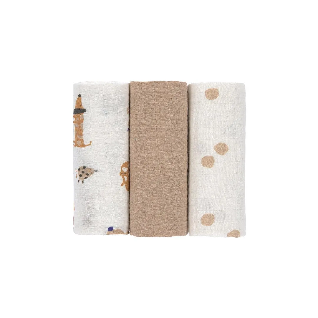 Lassig Swaddle   Burp Blanket - 3 Pack - Little Mateys Royal Blue