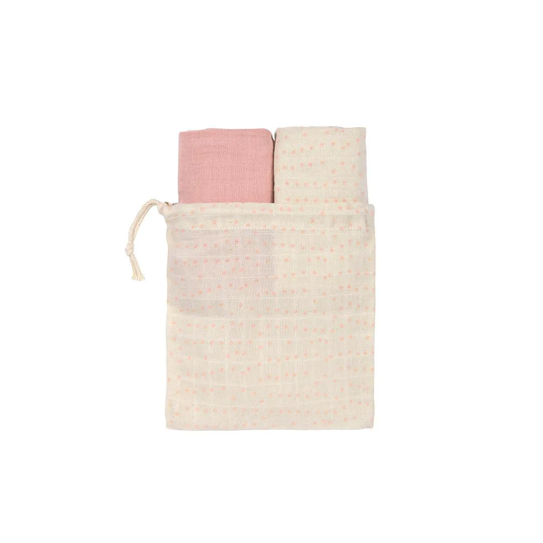 Lassig Swaddle   Burp Blankets - 2 Pack - Rose