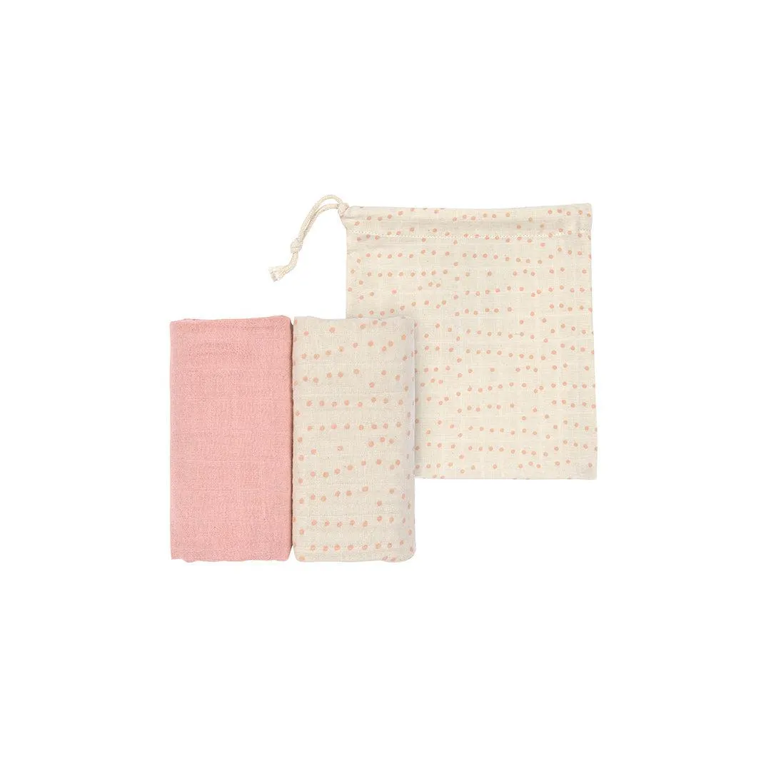 Lassig Swaddle   Burp Blankets - 2 Pack - Rose