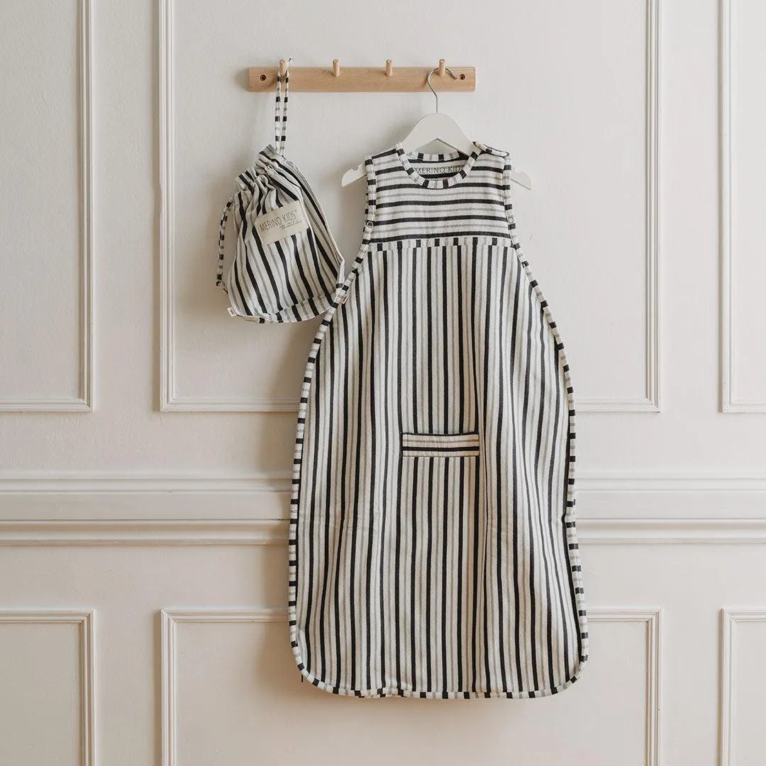 Merino Kids Go Go Sleeping Bag - Duvet Weight - Dark Slate Stripe