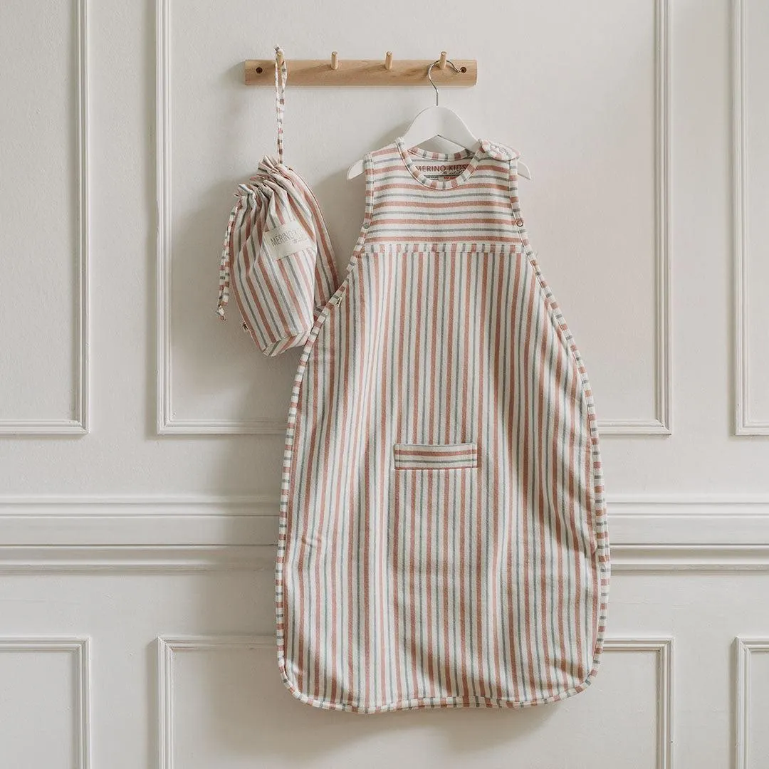 Merino Kids Go Go Sleeping Bag - Duvet Weight - Misty Rose Stripe