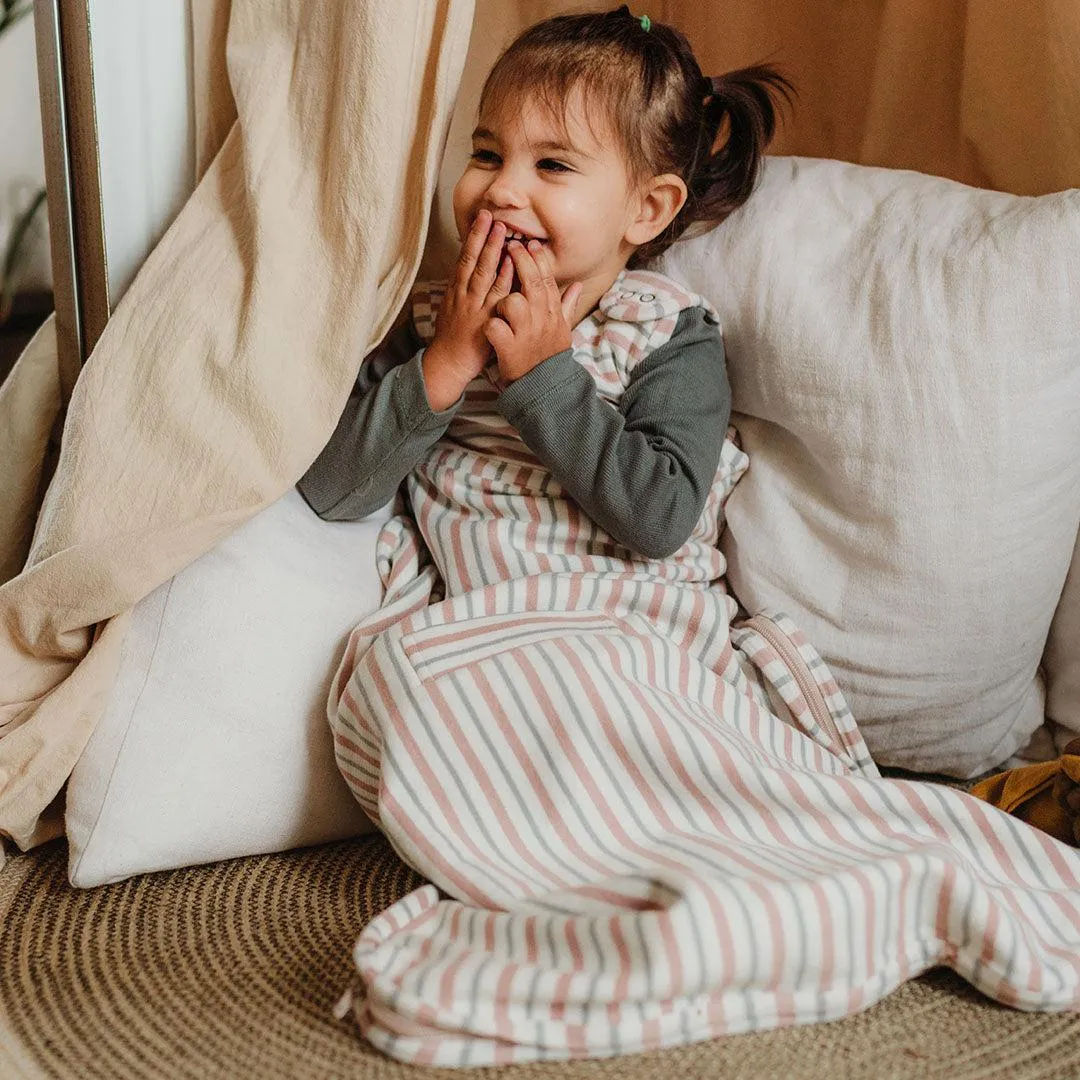 Merino Kids Go Go Sleeping Bag - Duvet Weight - Misty Rose Stripe