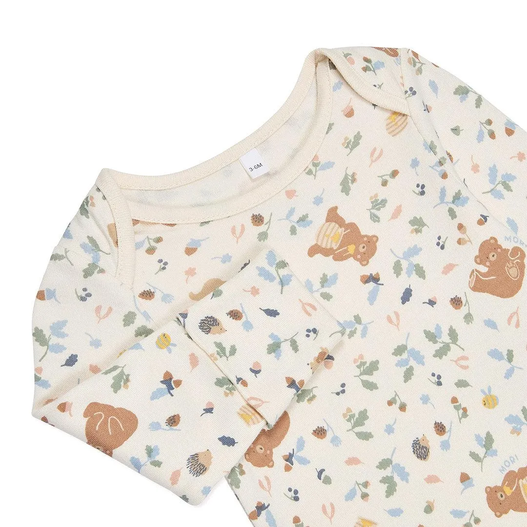 MORI Bear Print Long Sleeve Bodysuit - Honey Bear Print
