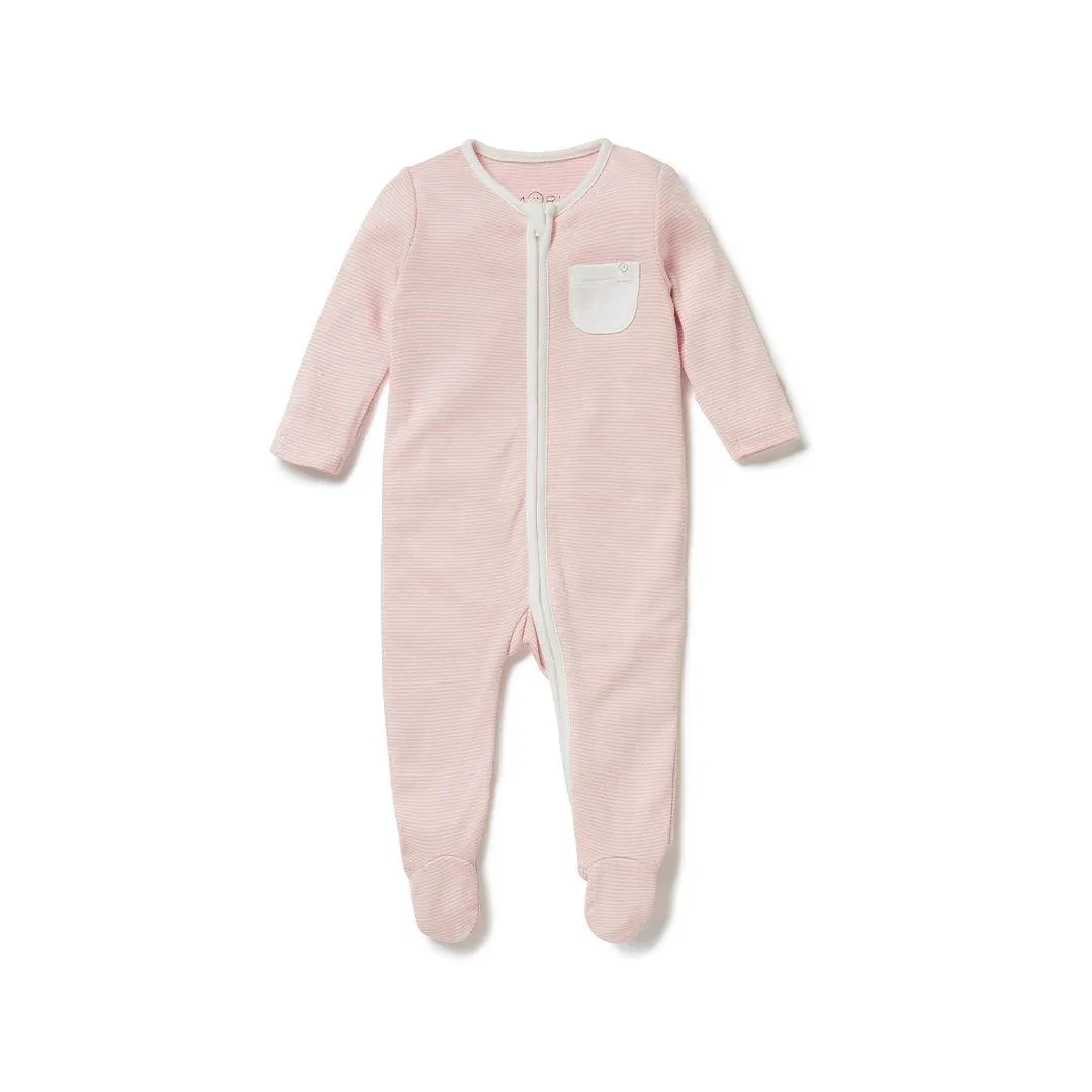 MORI Clever Zip Sleepsuit - Blush Stripe