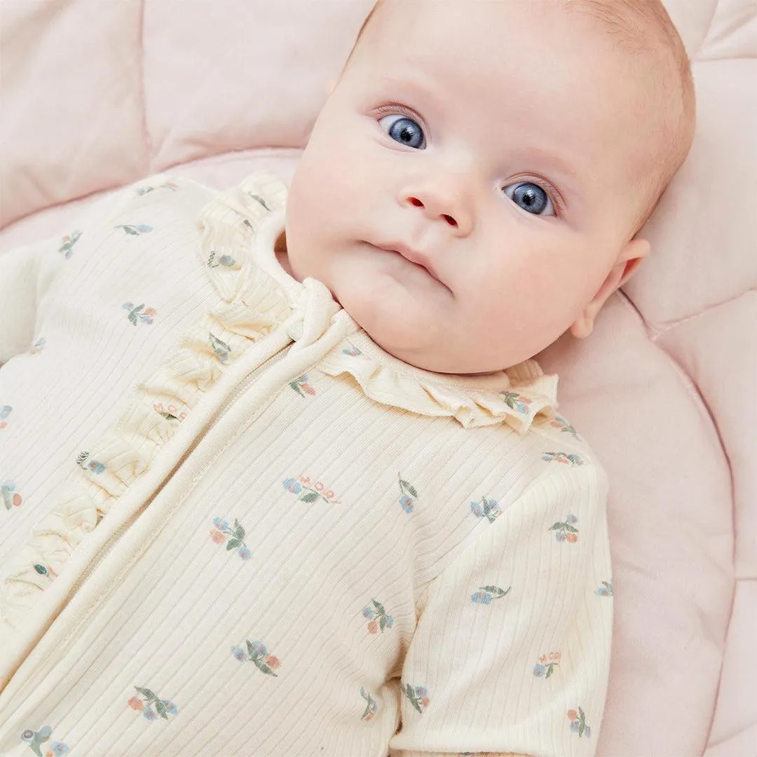 MORI Ribbed Floral Print Two Way Zip-Up Sleepsuit - Floral Print