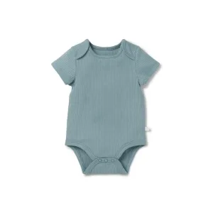 MORI Ribbed Short Sleeve Bodysuit - Blue