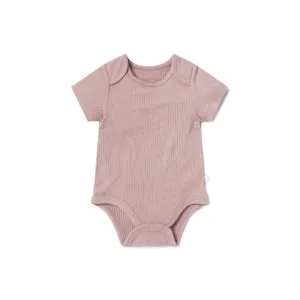 MORI Ribbed Short Sleeve Bodysuit - Rose