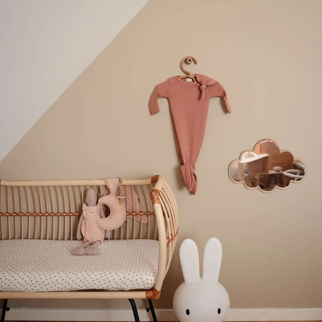Mushie Ribbed Knotted Baby Gown - Cedar