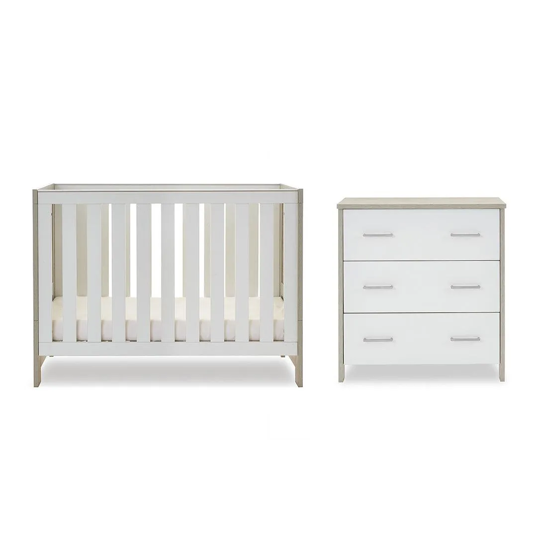 Obaby Nika Mini 2 Piece Room Set - Grey Wash   White