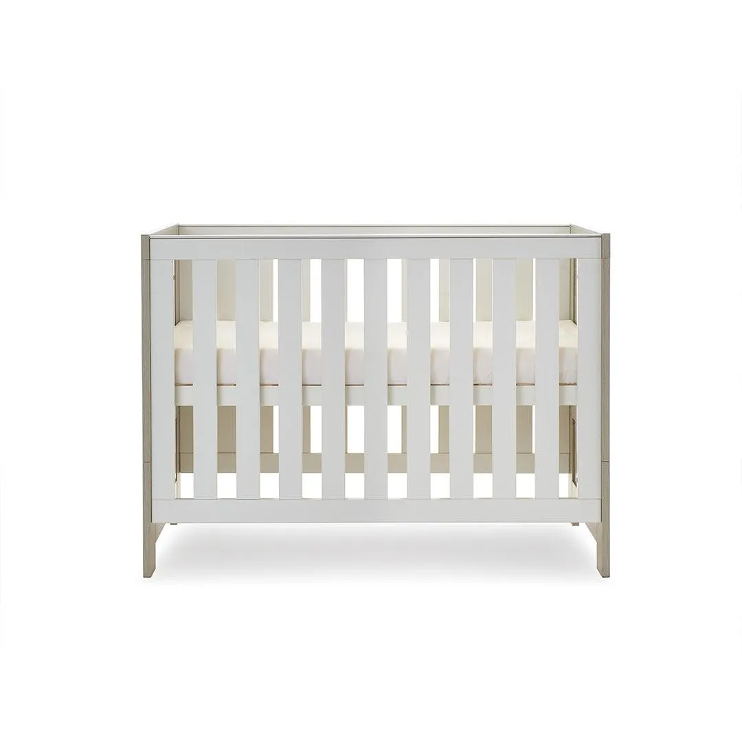 Obaby Nika Mini Cot Bed - Grey Wash   White