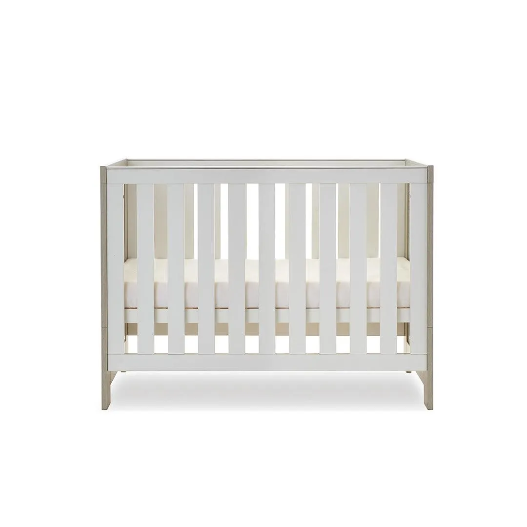 Obaby Nika Mini Cot Bed - Grey Wash   White