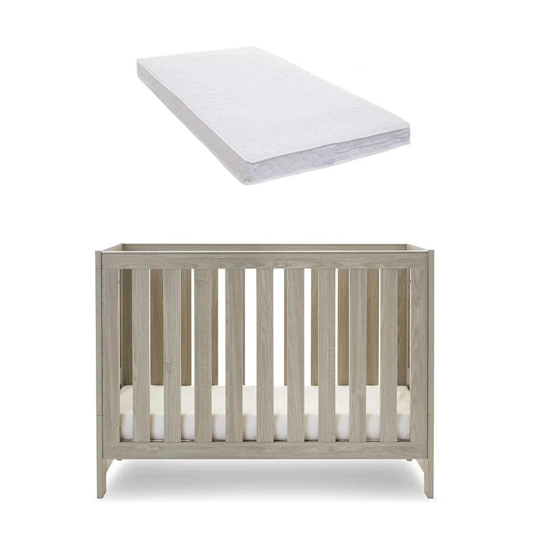 Obaby Nika Mini Cot Bed - Grey Wash   White