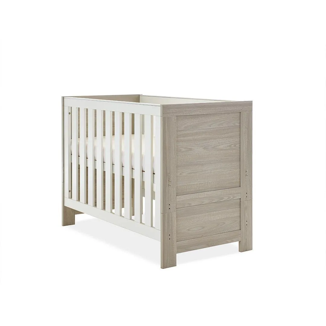 Obaby Nika Mini Cot Bed - Grey Wash   White