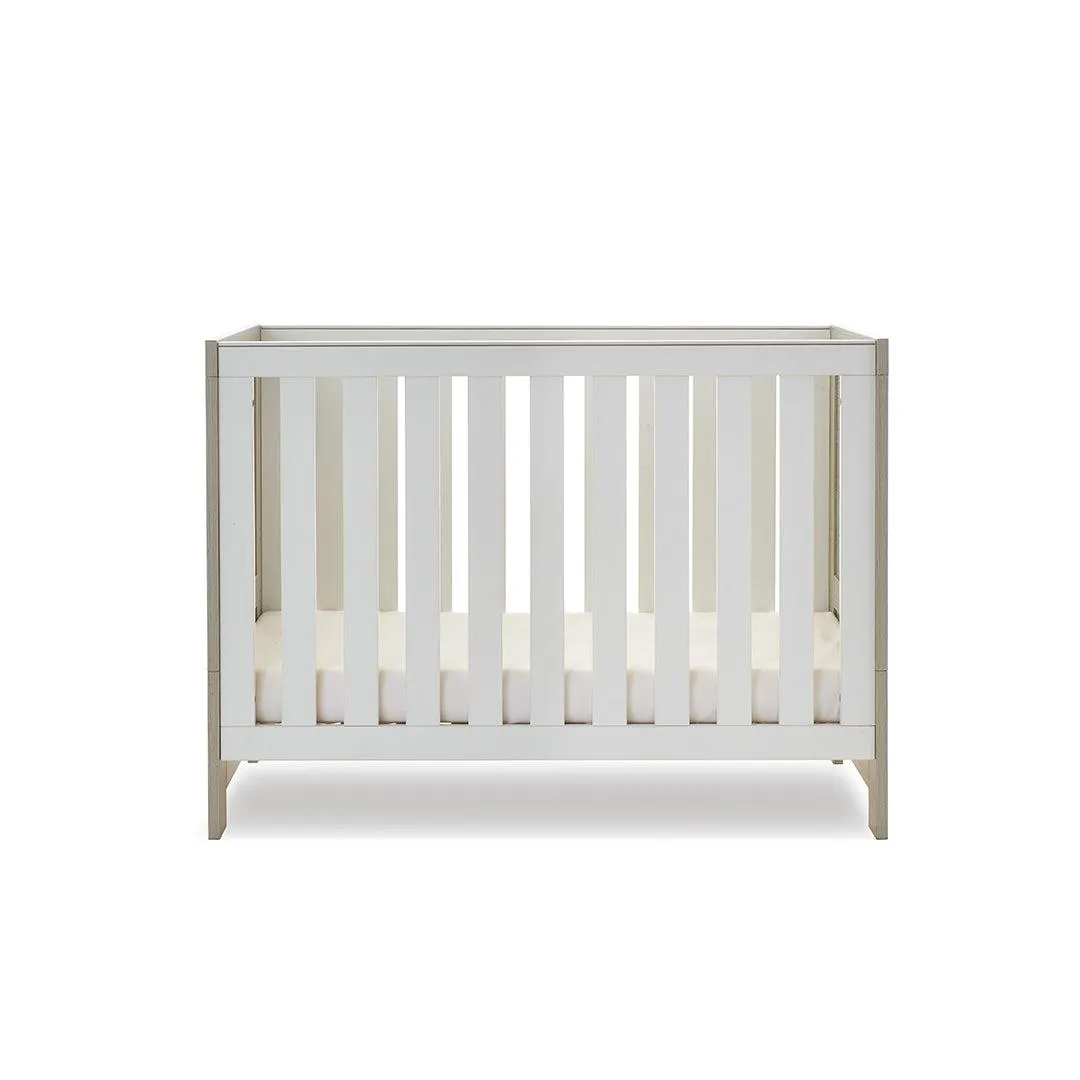 Obaby Nika Mini Cot Bed - Grey Wash   White