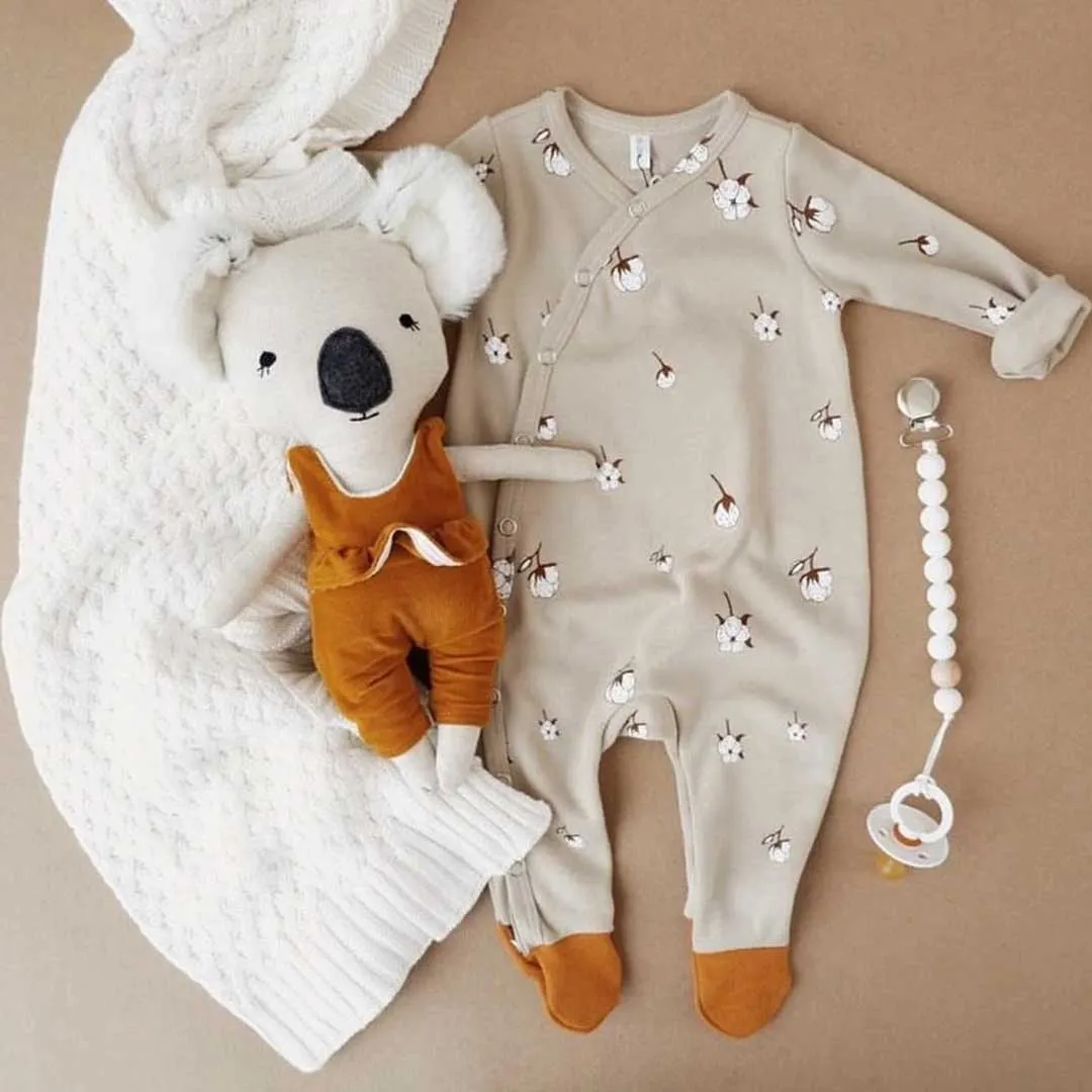Organic Zoo Suit with Contrast Feet - Cotton Field