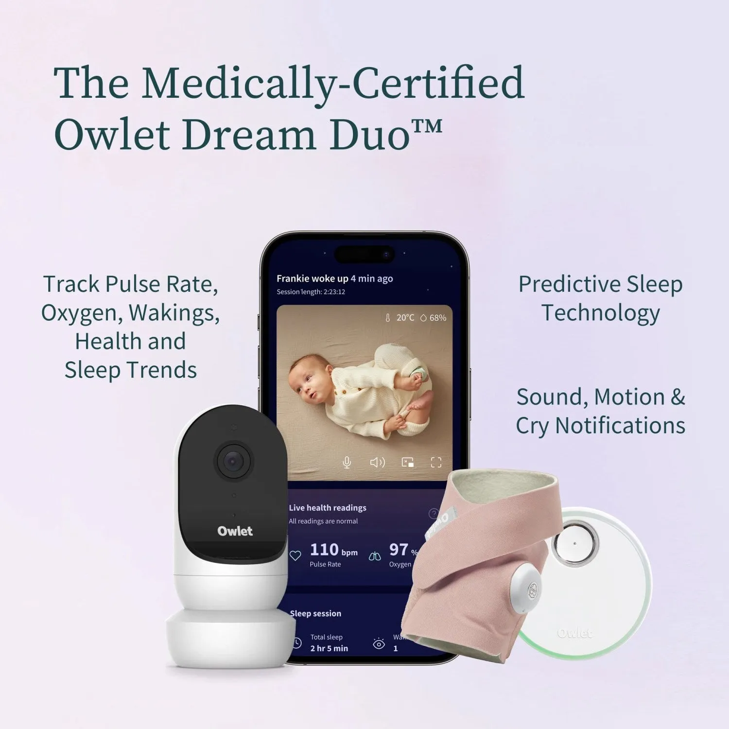 Owlet Dusty Rose Dream Sock   Cam2 Bundle