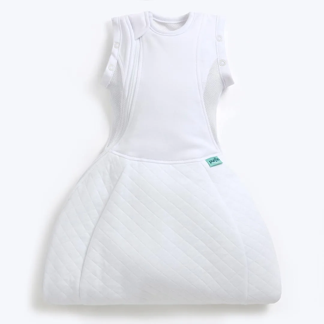 Purflo Swaddle To Sleep Bag - Soft White - TOG 2.5