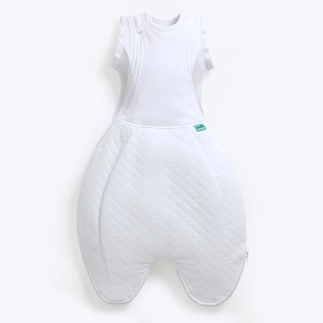 Purflo Swaddle To Sleep Bag - Soft White - TOG 2.5