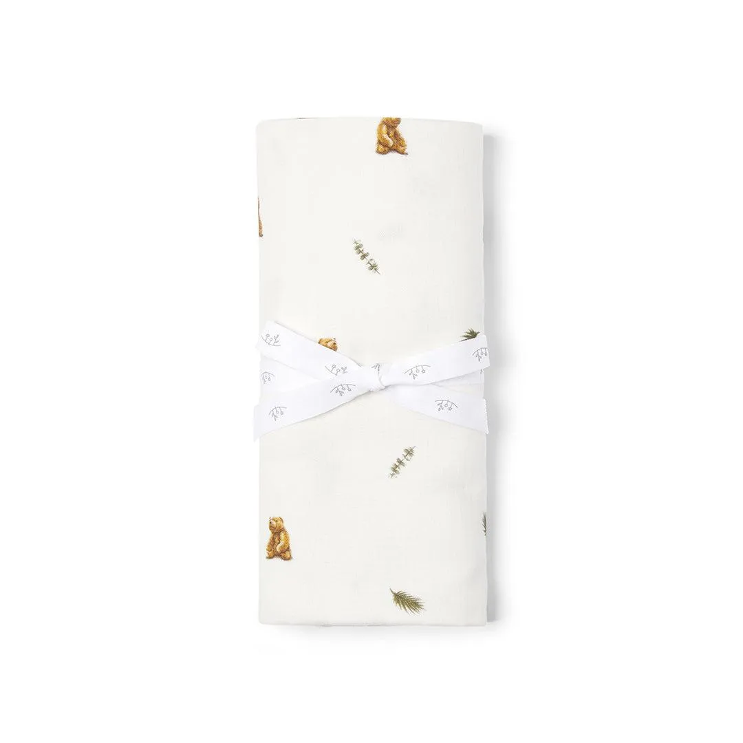 Rosa & Blue Muslin Swaddle  - Brown Bear