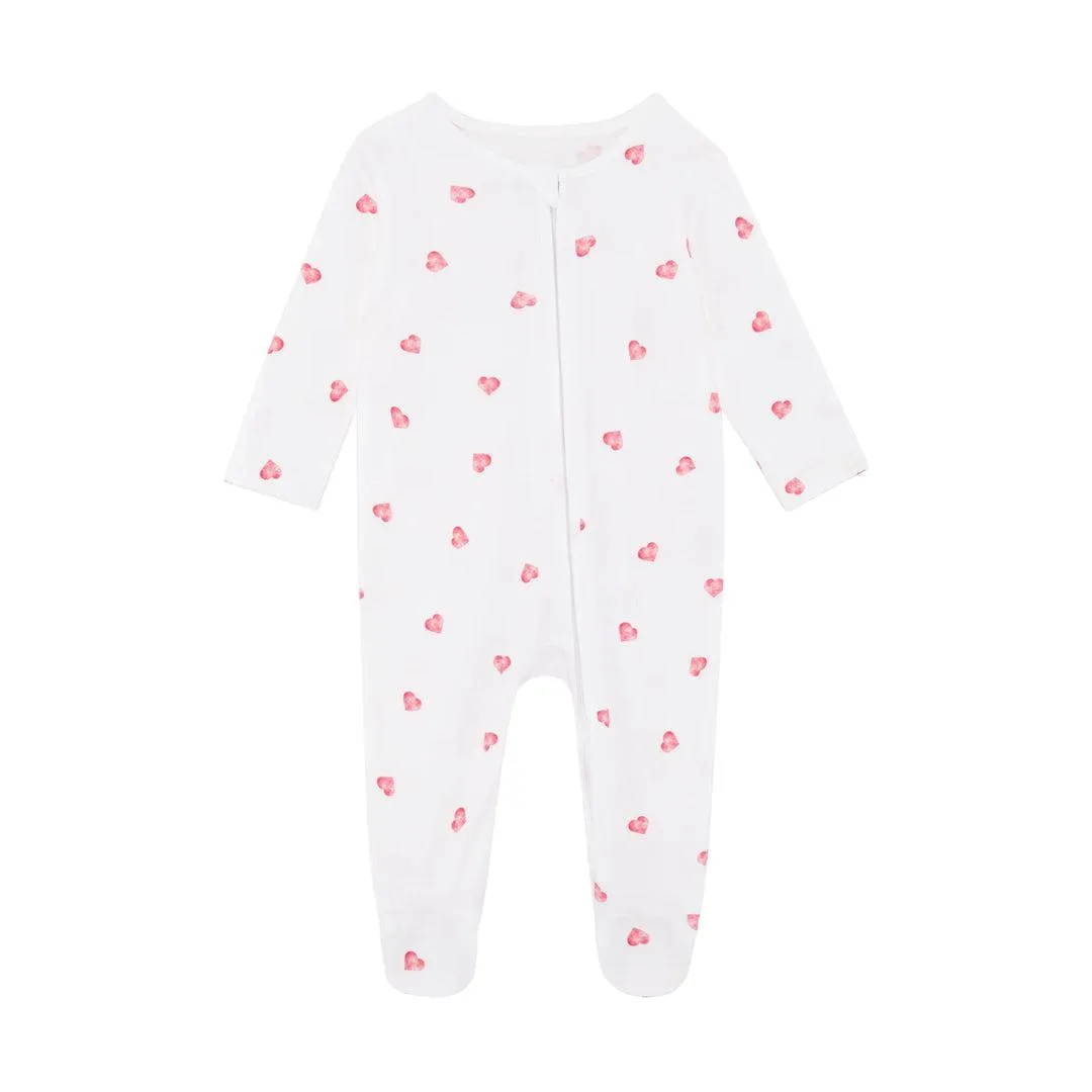 Rosa & Blue Sleepsuit - Heart