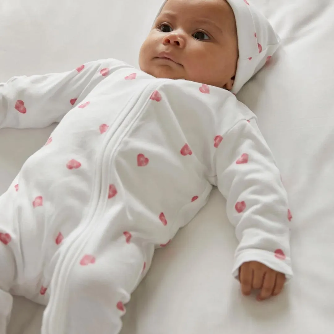 Rosa & Blue Sleepsuit - Heart