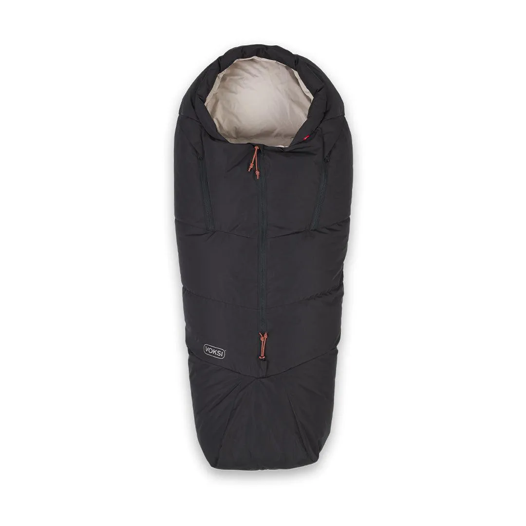 Voksi Adventure North Footmuff - Black - Seashell Sand